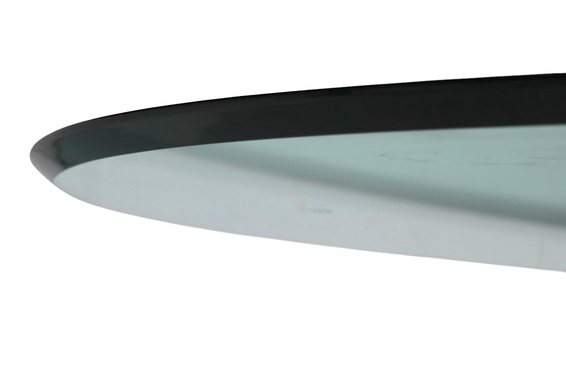 Post Modern Glass Top Cast Stone Base Dining Table after Willy Rizzo c 1970/80's In Good Condition For Sale In New York, NY