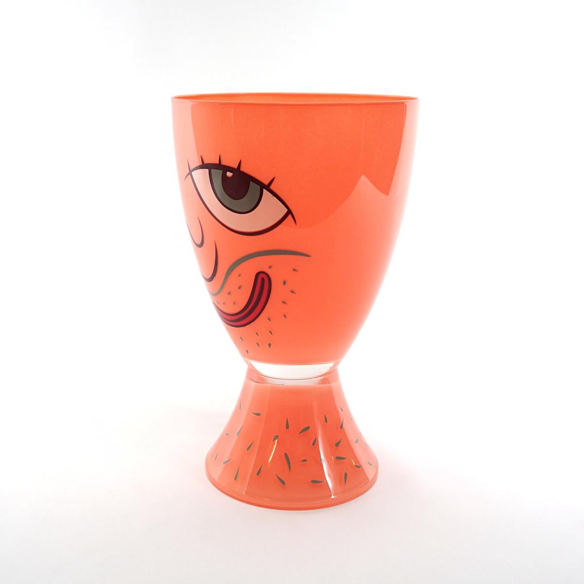 Italian Post-Modern Glass Vase by Massimo Giacon for Vis-à-vis Collection of Ritzenhoff For Sale