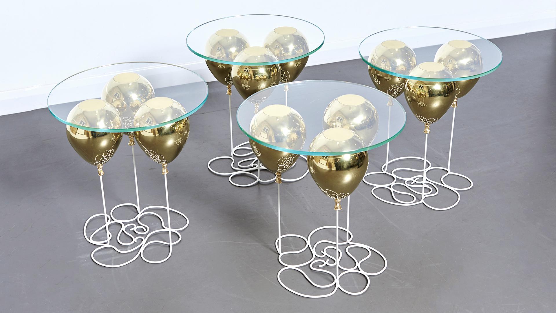 Gold Glass Balloon Side Tables In New Condition For Sale In London, GB