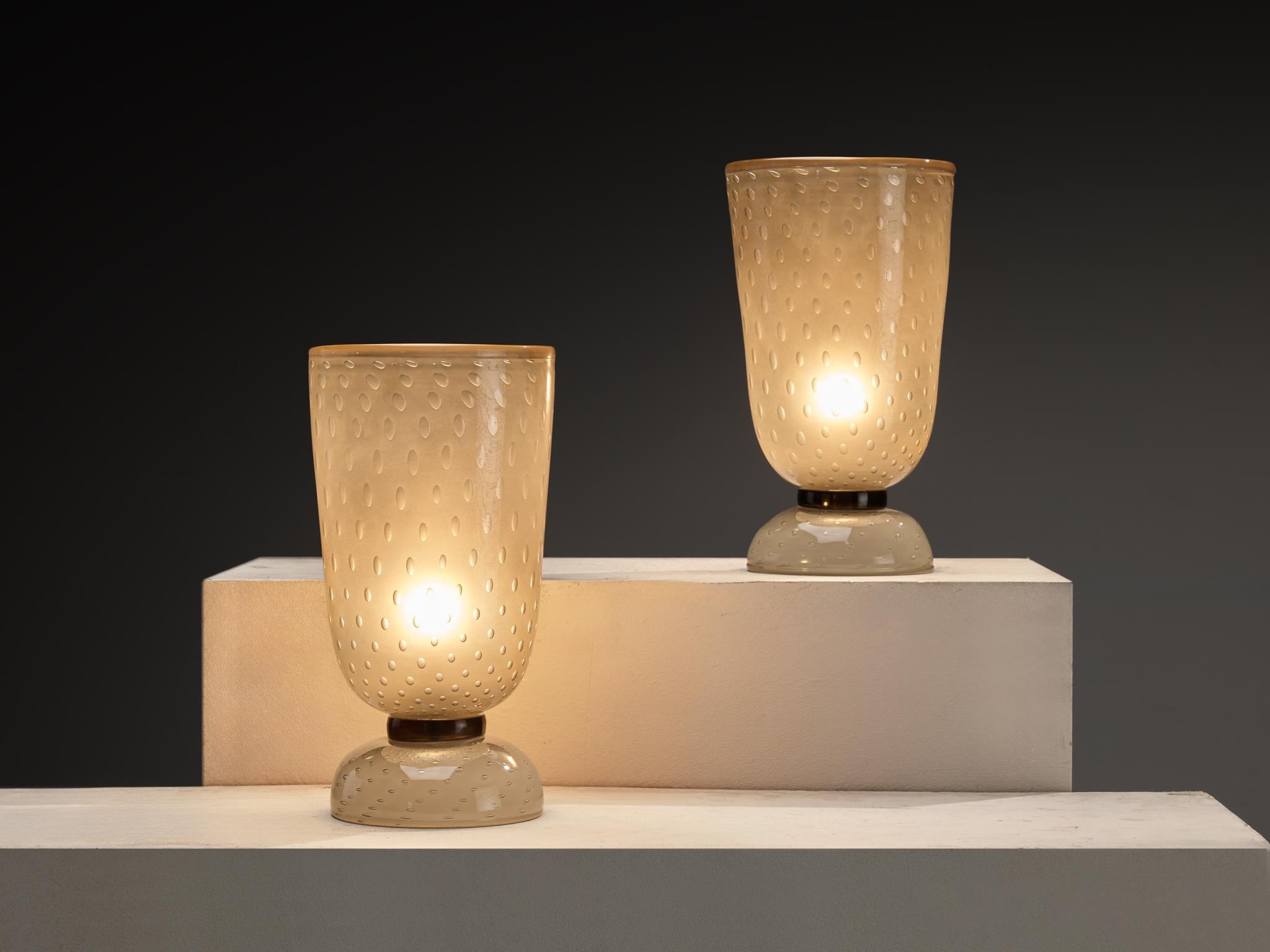 Fin du 20e siècle Lampes de table post-modernes italiennes en verre soufflé en vente