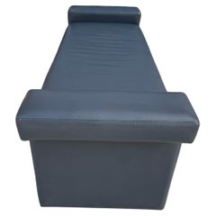 Post Modern gray leather fully upholstered leather Bench 1980s