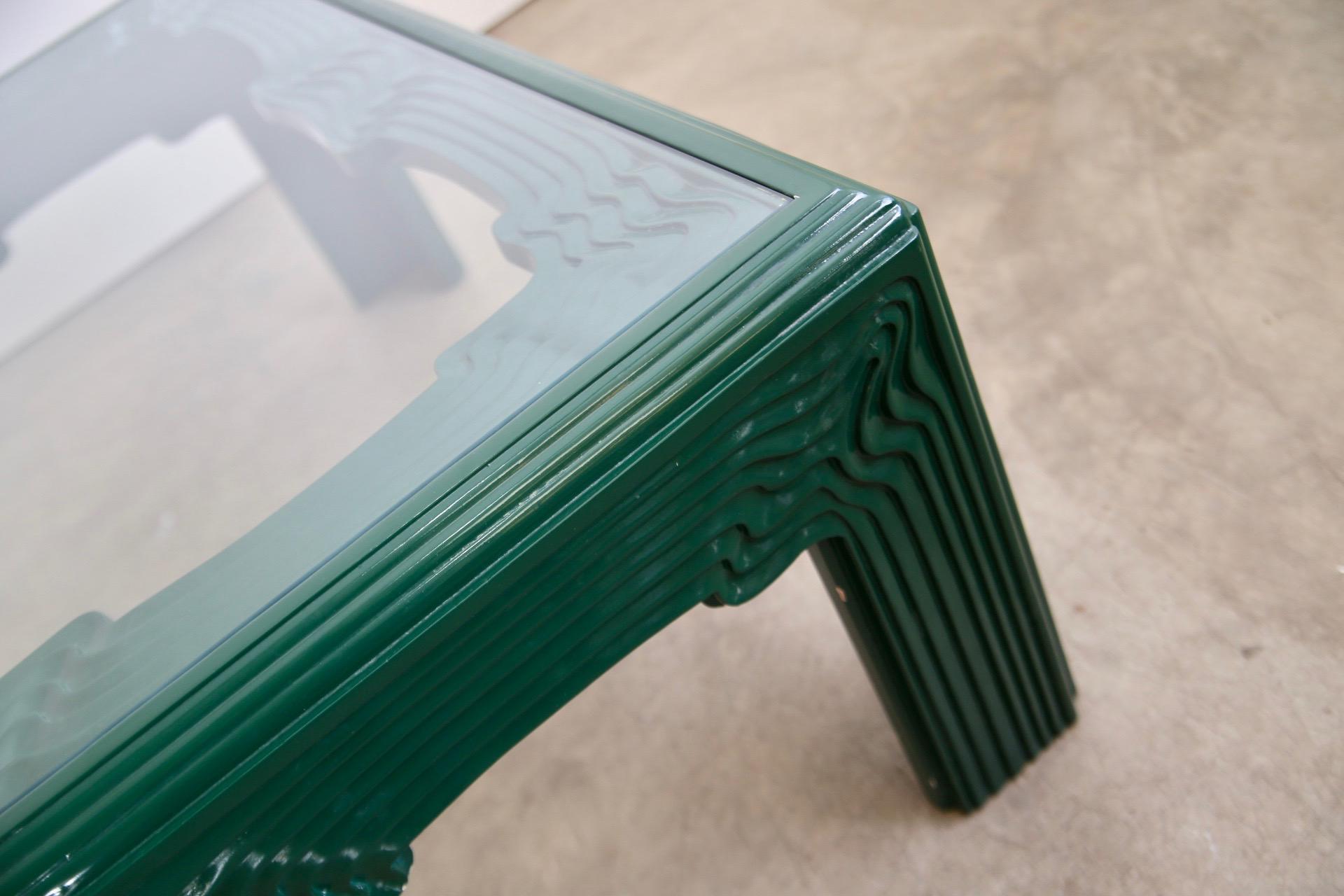Post-Modern Postmodern Green Lacquer Coffee Table