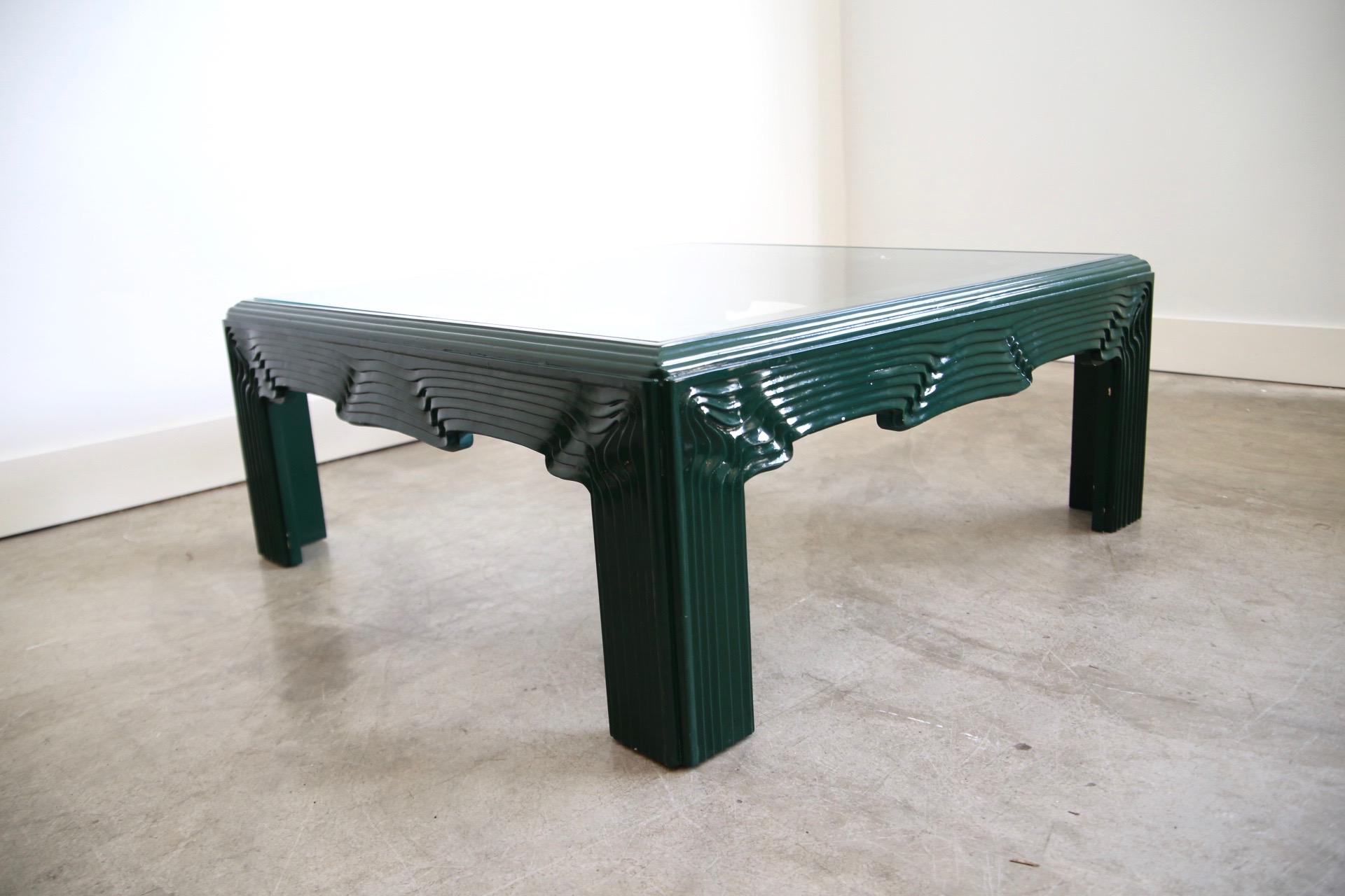 Oak Postmodern Green Lacquer Coffee Table