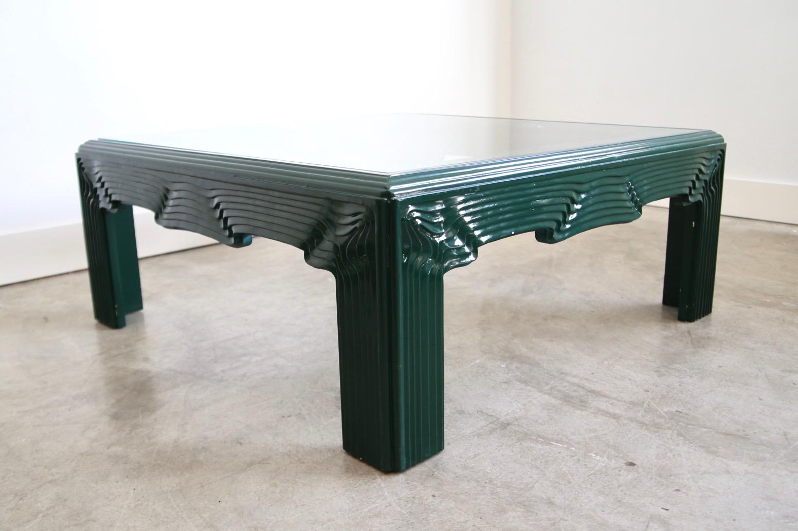 Postmodern Green Lacquer Coffee Table 1