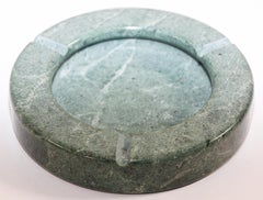 Vintage Round Post Modern Green Marble Ashtray 1970 Made in Italy