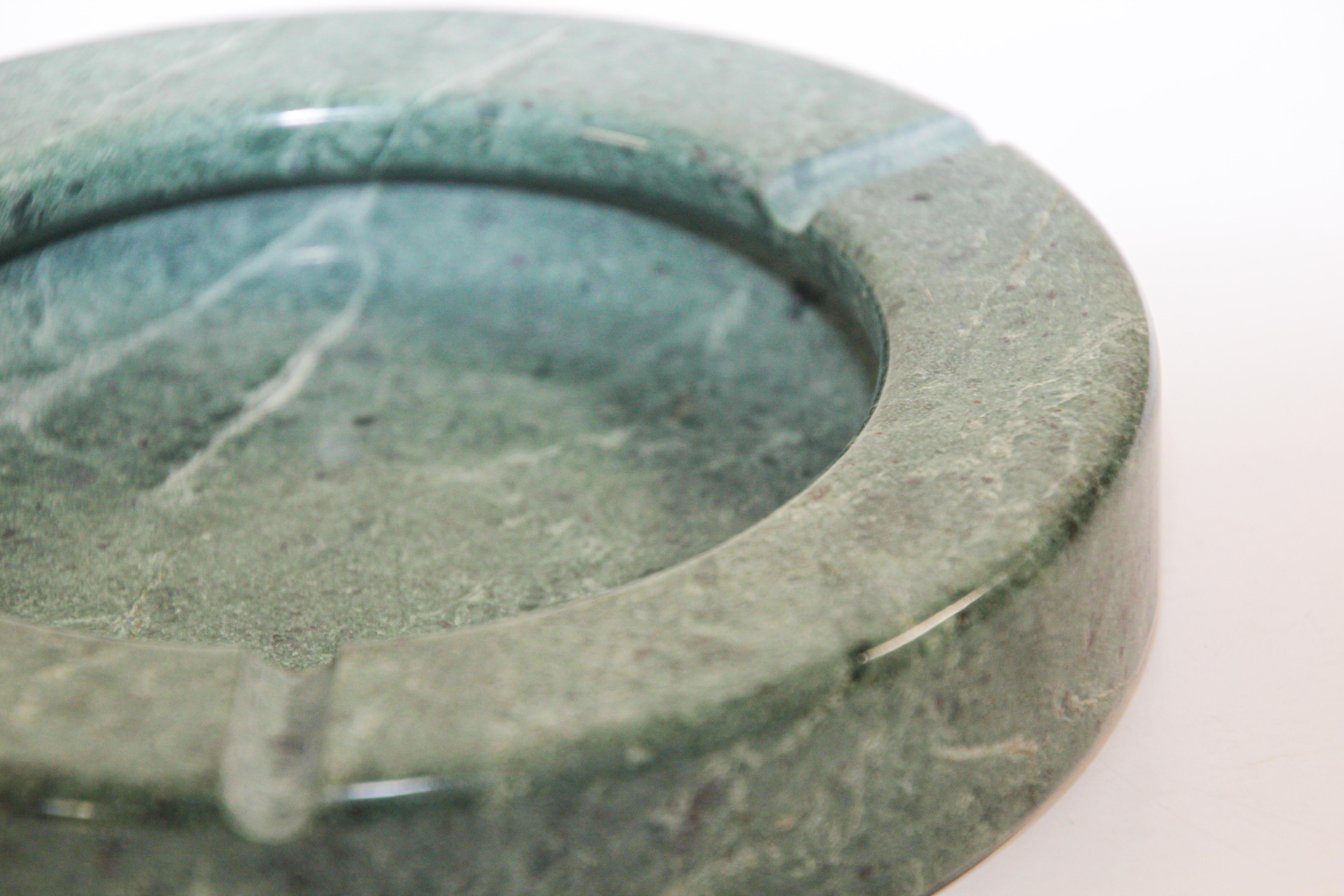 Italian Post Modern Green Marble Ashtray 1970, Made in Italy For Sale