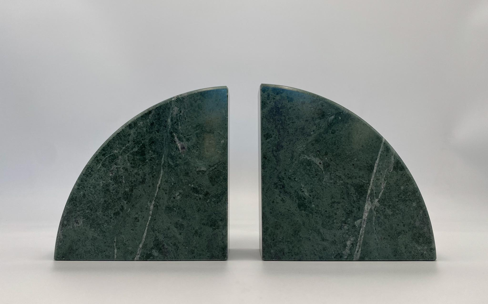 20th Century Post-Modern Green Marble Bookends, c.1980 For Sale