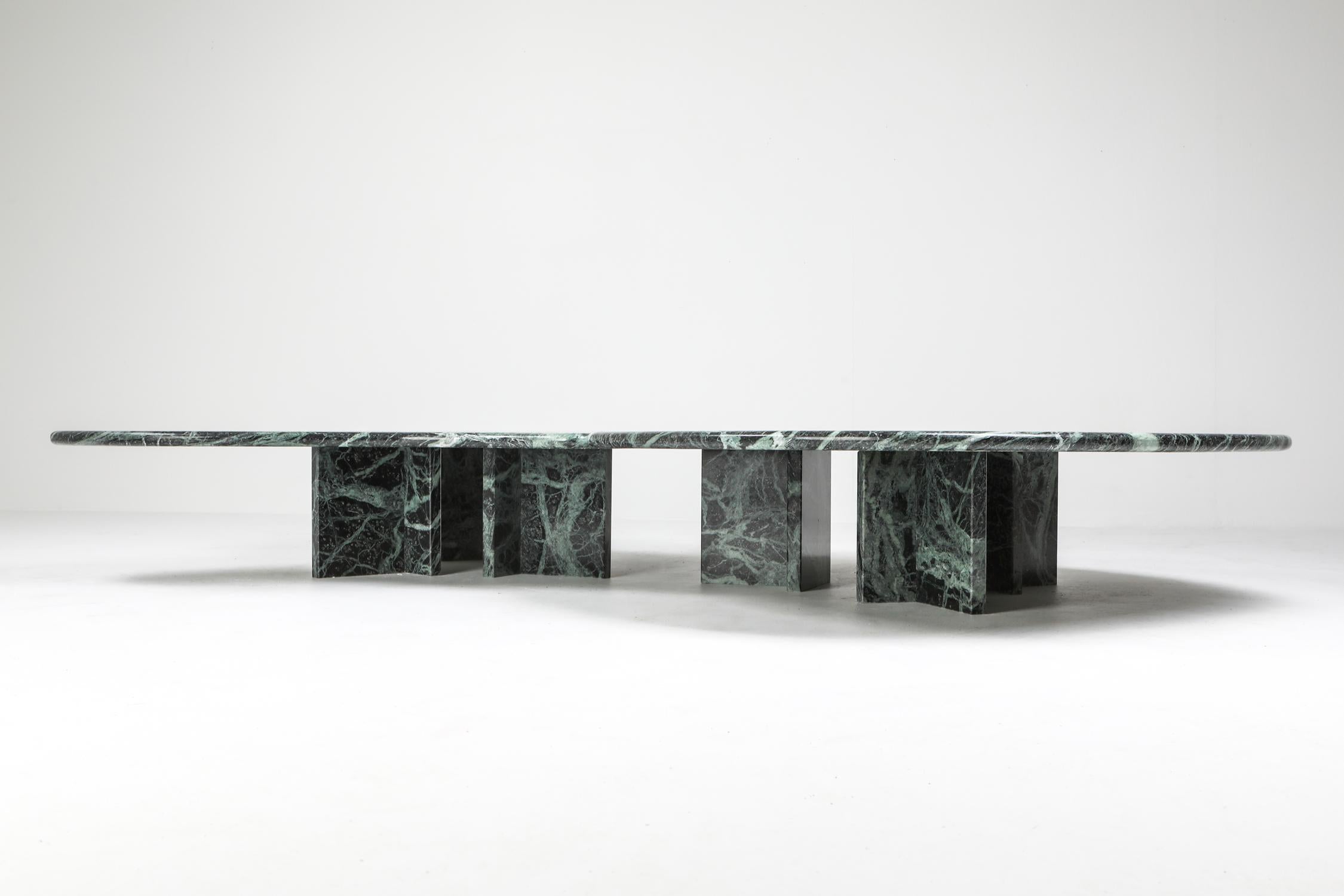Postmodern Green Marble Coffee Table in the Manner of Noguchi In Excellent Condition In Antwerp, BE