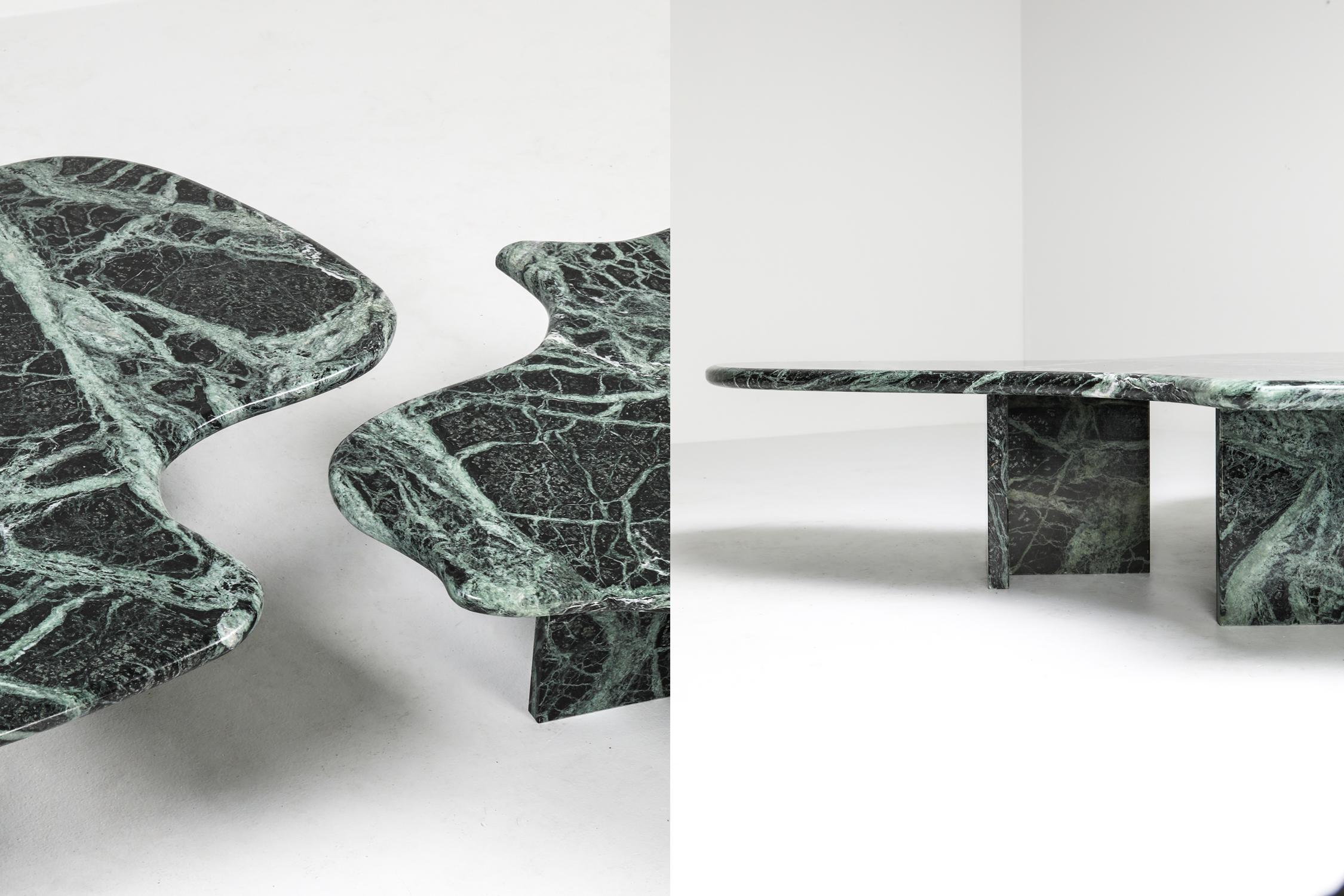 Postmodern Green Marble Coffee Table in the Manner of Noguchi 1