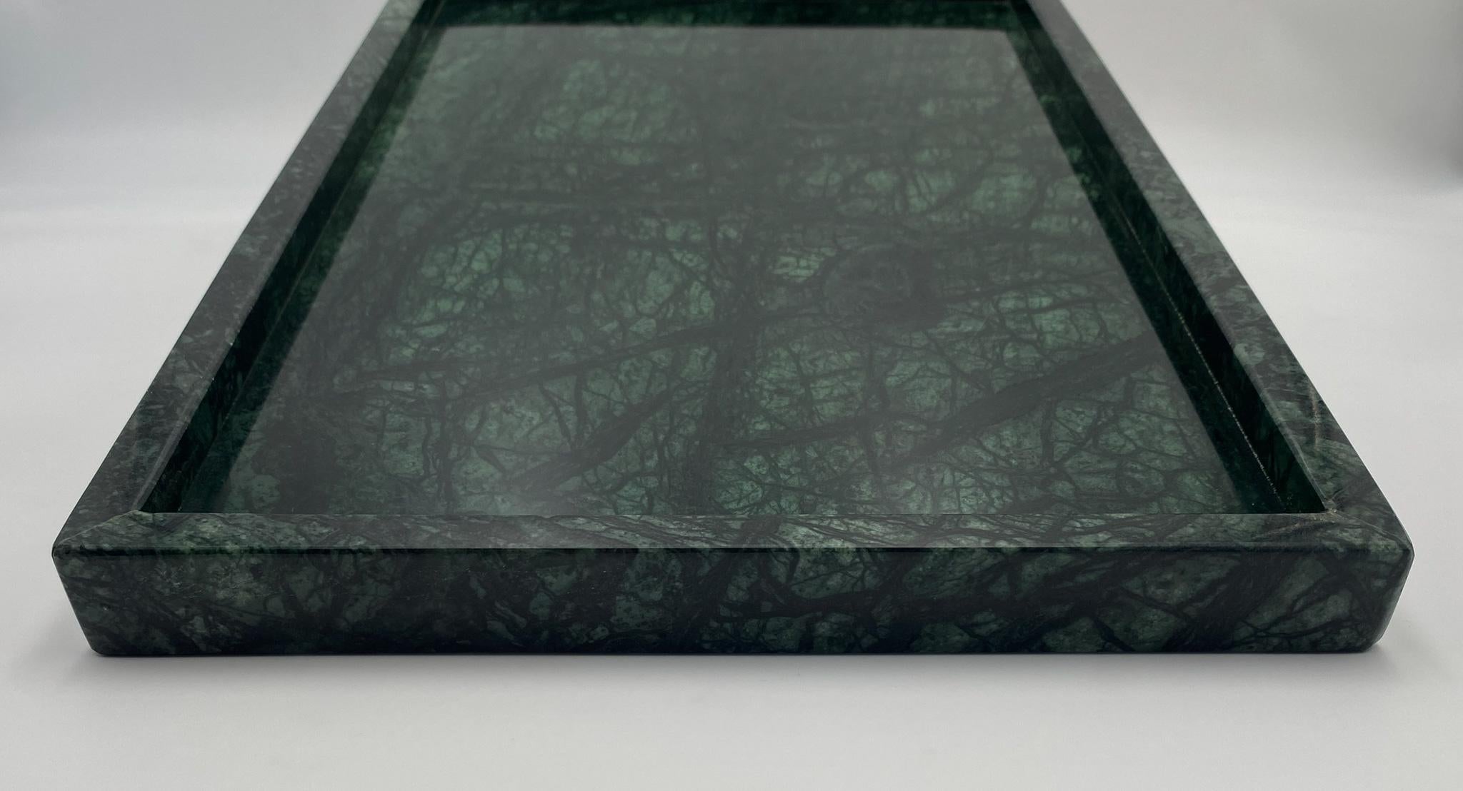 Italian Post-Modern Green Marble Decorative Tray 