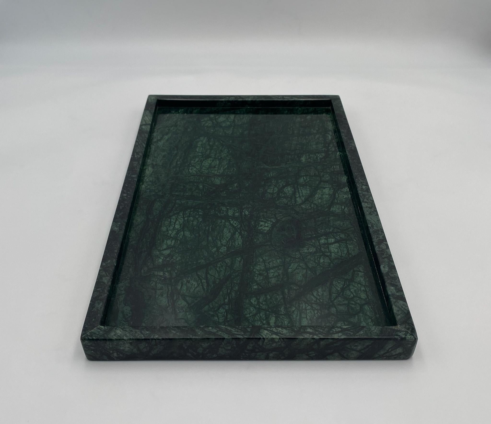20th Century Post-Modern Green Marble Decorative Tray 