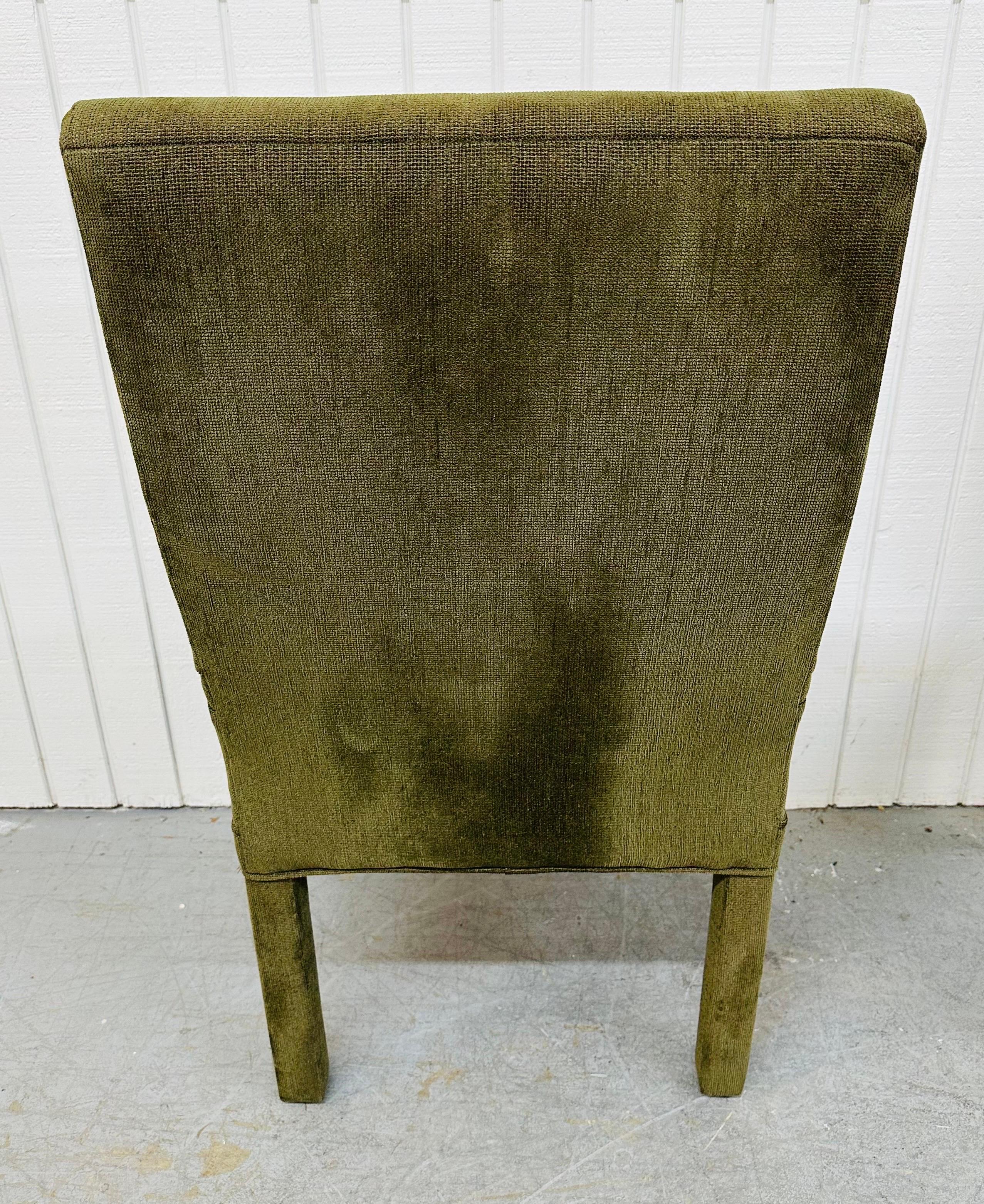 Post-Modern Post Modern Green Upholstered Brass Dining Chairs - Set of 8 For Sale
