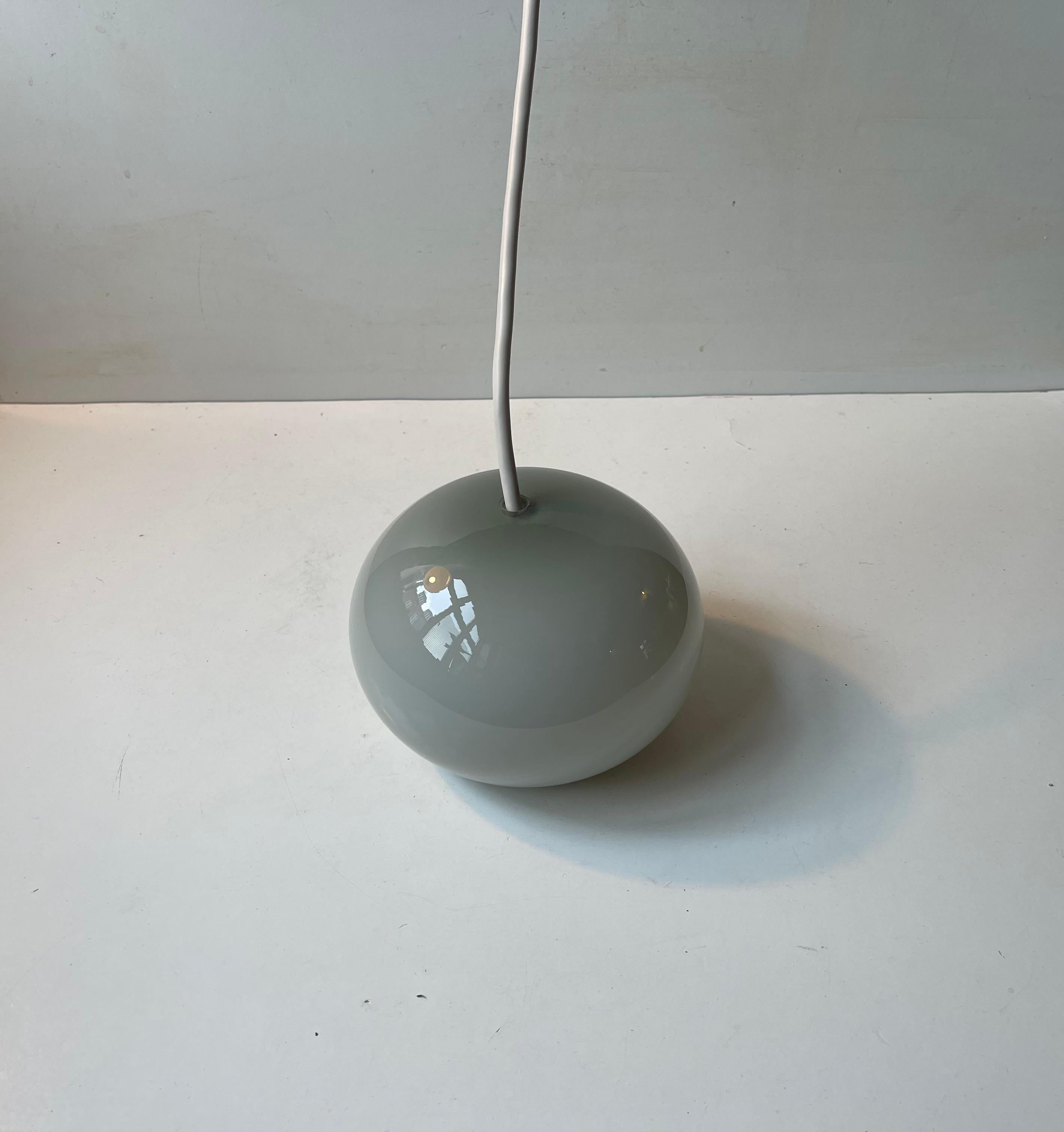 Danish Post Modern Grey Holmegaard Glass Pedant Lamp Iceland by Peter Svarrer For Sale