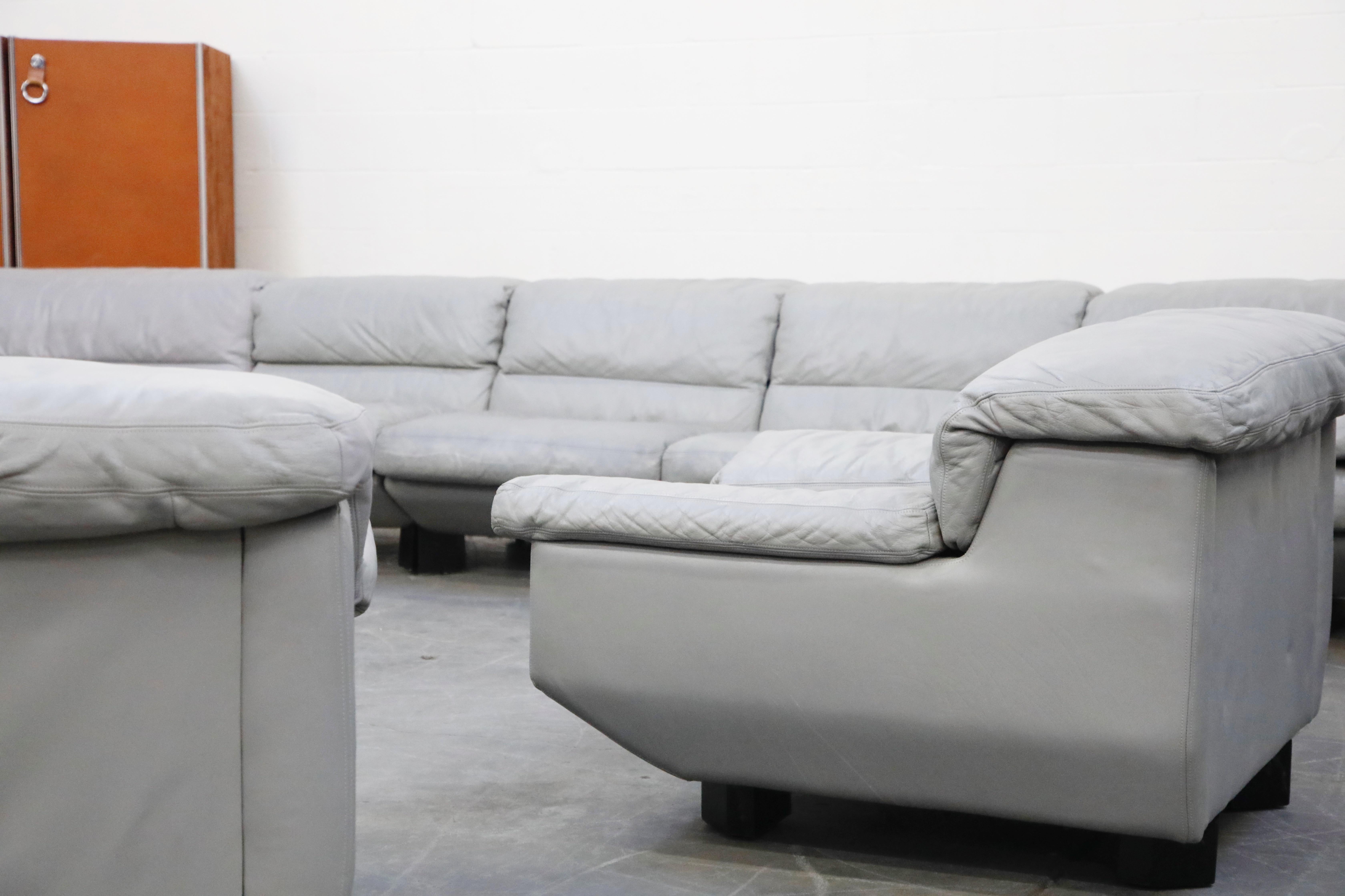 Postmodern Grey Leather Modular Living Room Set by Preview, 1988, Signed 4