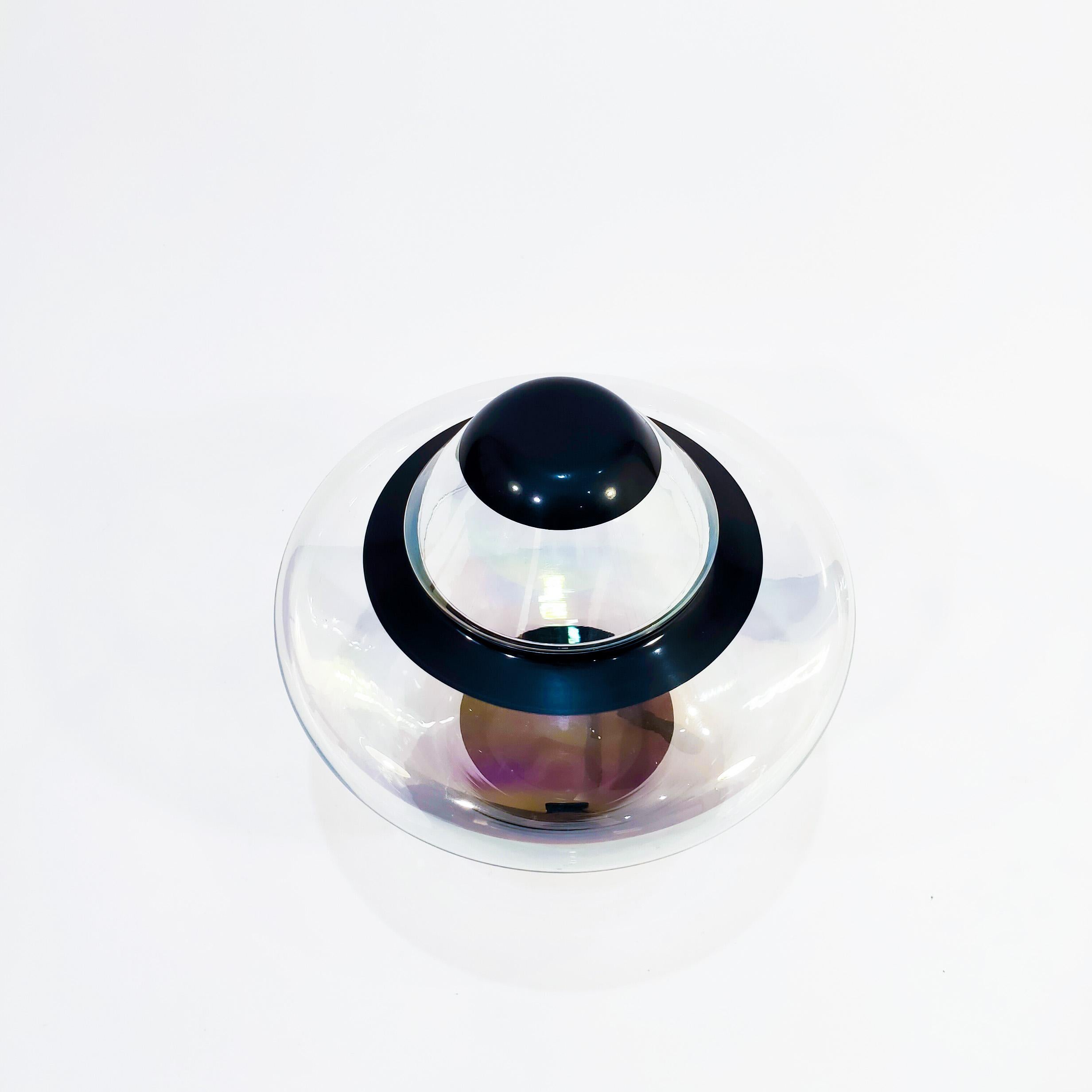 Postmoderne Post-Modern hand-blown iridiscent glass tibor by La Mediterranea, Spain, 1980s en vente