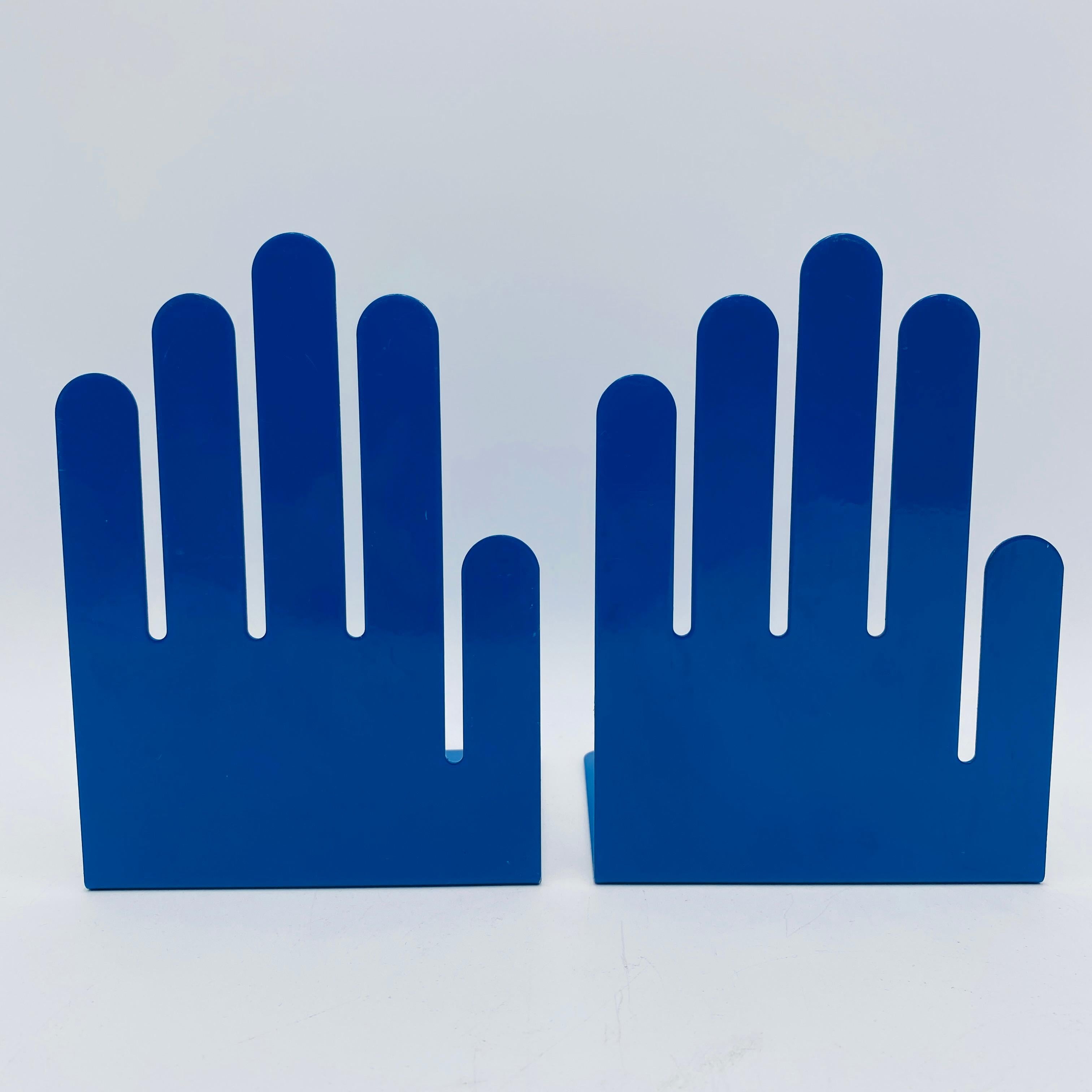 Post Modern Hand Buchstützen von Spectrum Div Designs Blau Metall Ausschnitt im Angebot 4