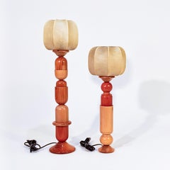 Post-Modern hand-crafted Cocoon resin table lamps, Italy, 70s
