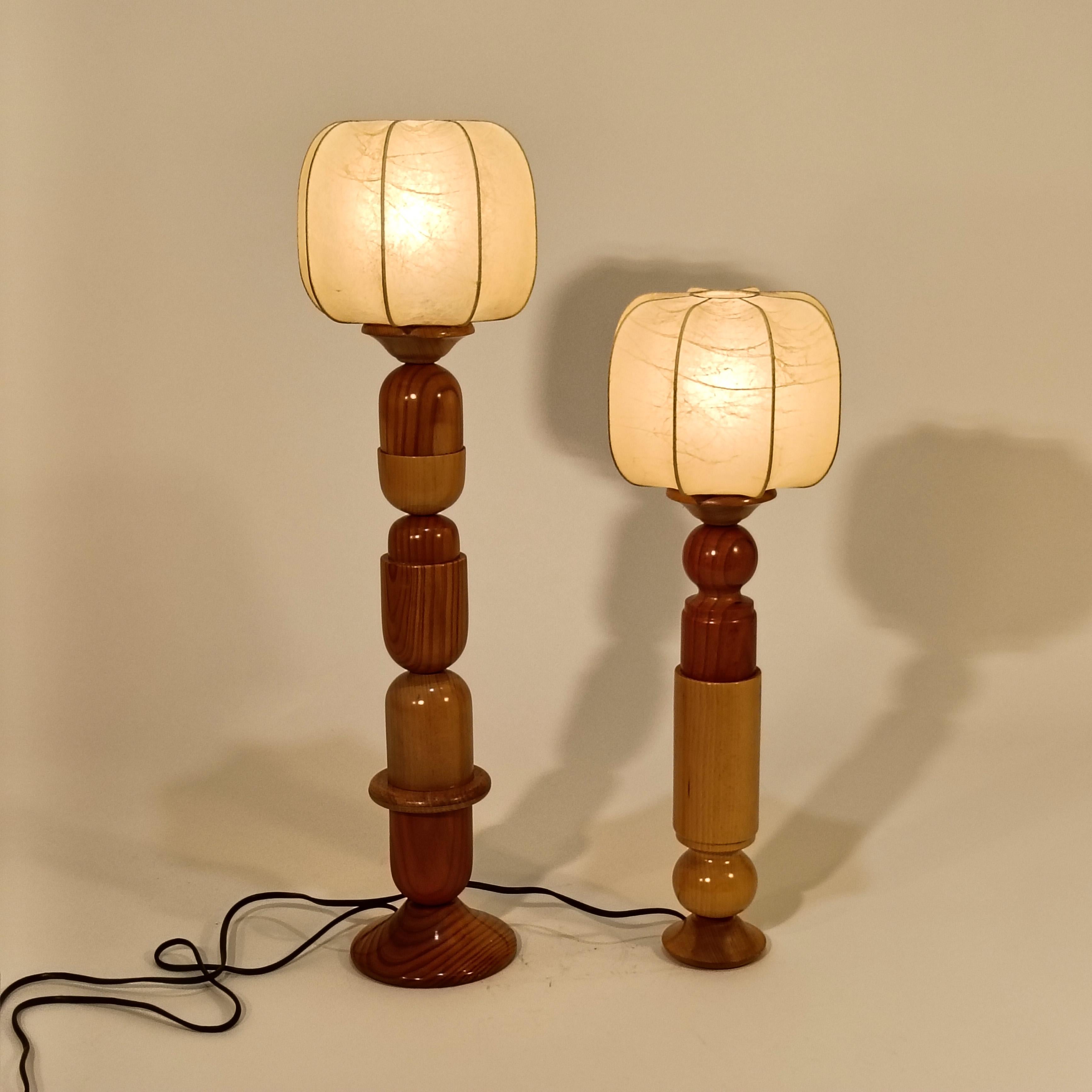 Late 20th Century Post-Modern hand-crafted Cocoon table lamps, Italy, 70s For Sale