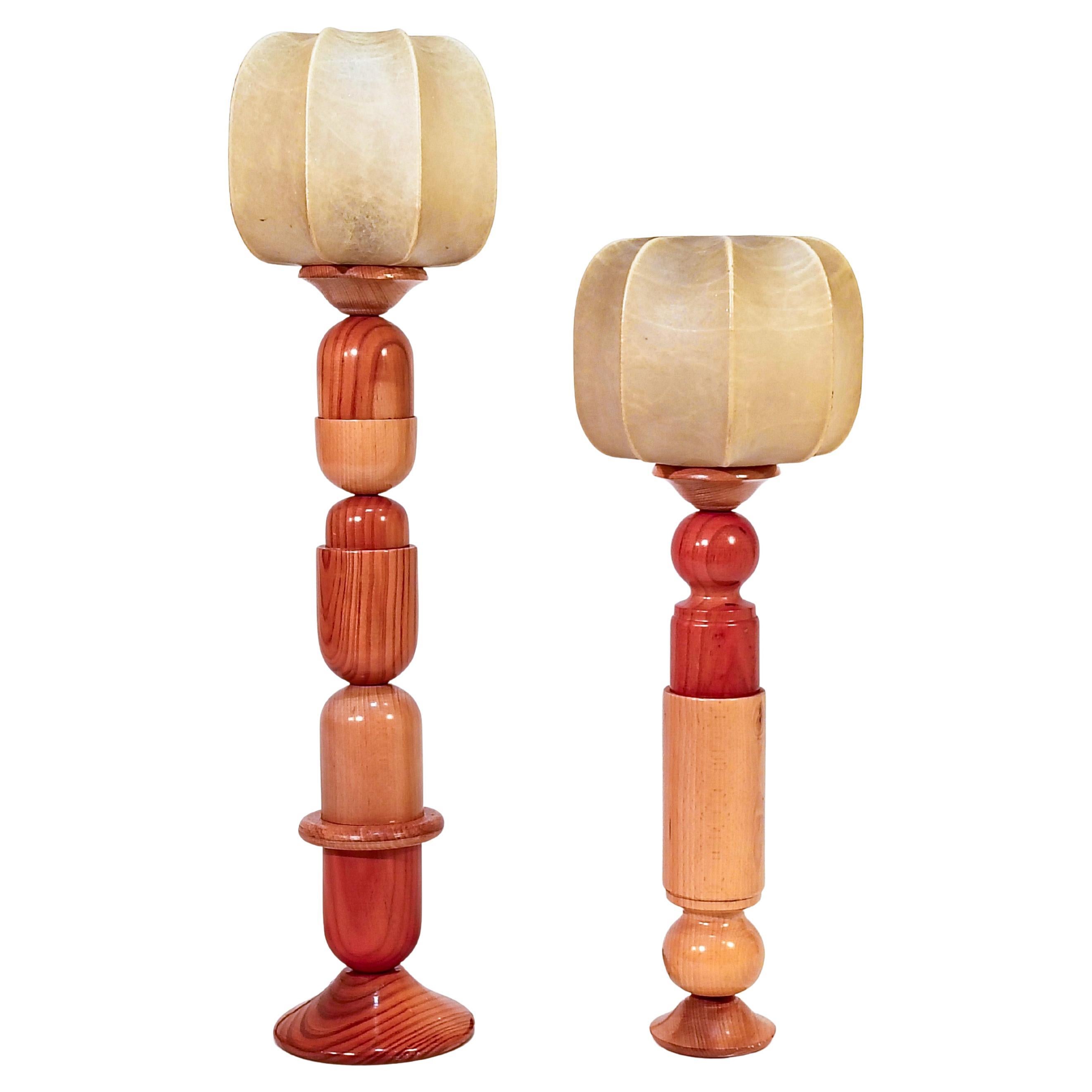 Post-Modern hand-crafted Cocoon table lamps, Italy, 70s For Sale