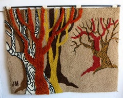 Postmodern Hand-Hooked Tapestry Rug Wall Hanging