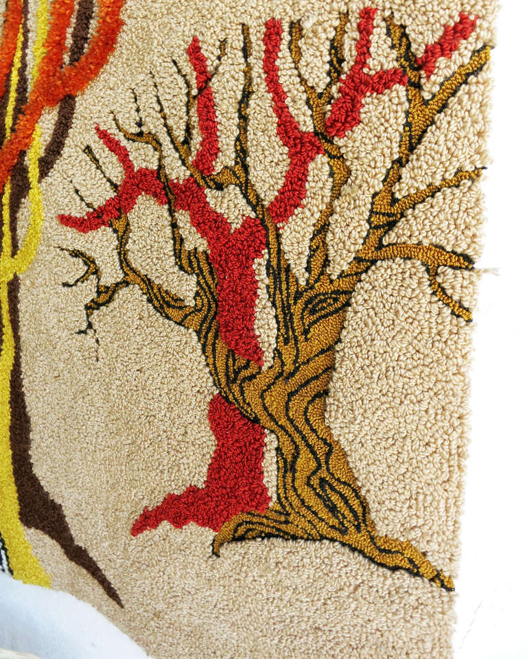 Modern Postmodern Hand-Hooked Tapestry Rug Wall Hanging