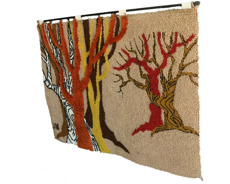 Hand-Knotted Postmodern Hand-Hooked Tapestry Rug Wall Hanging