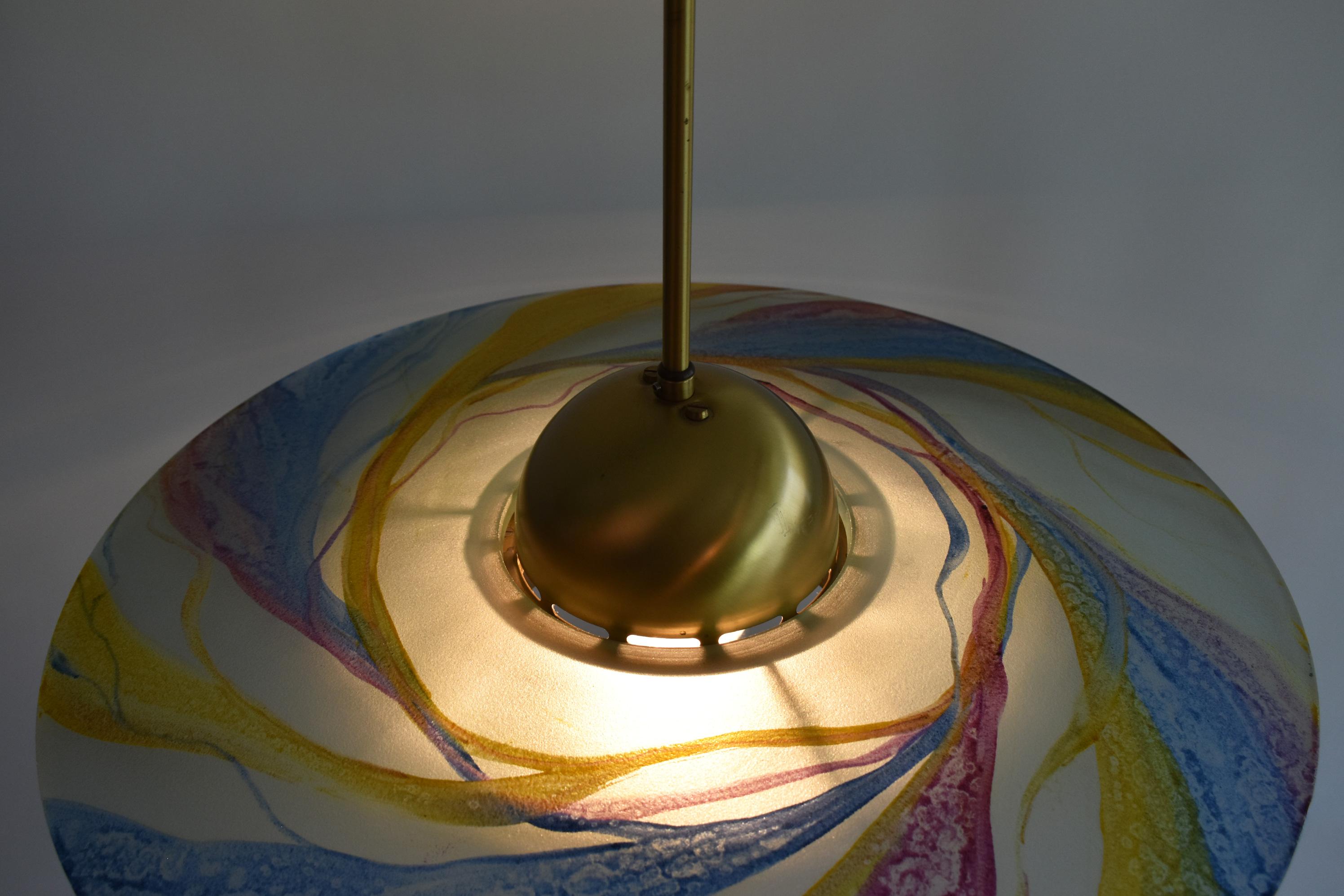 Post-Modern Hand Painted Glass Pendant Lamp by Sische, Germany 1988 4