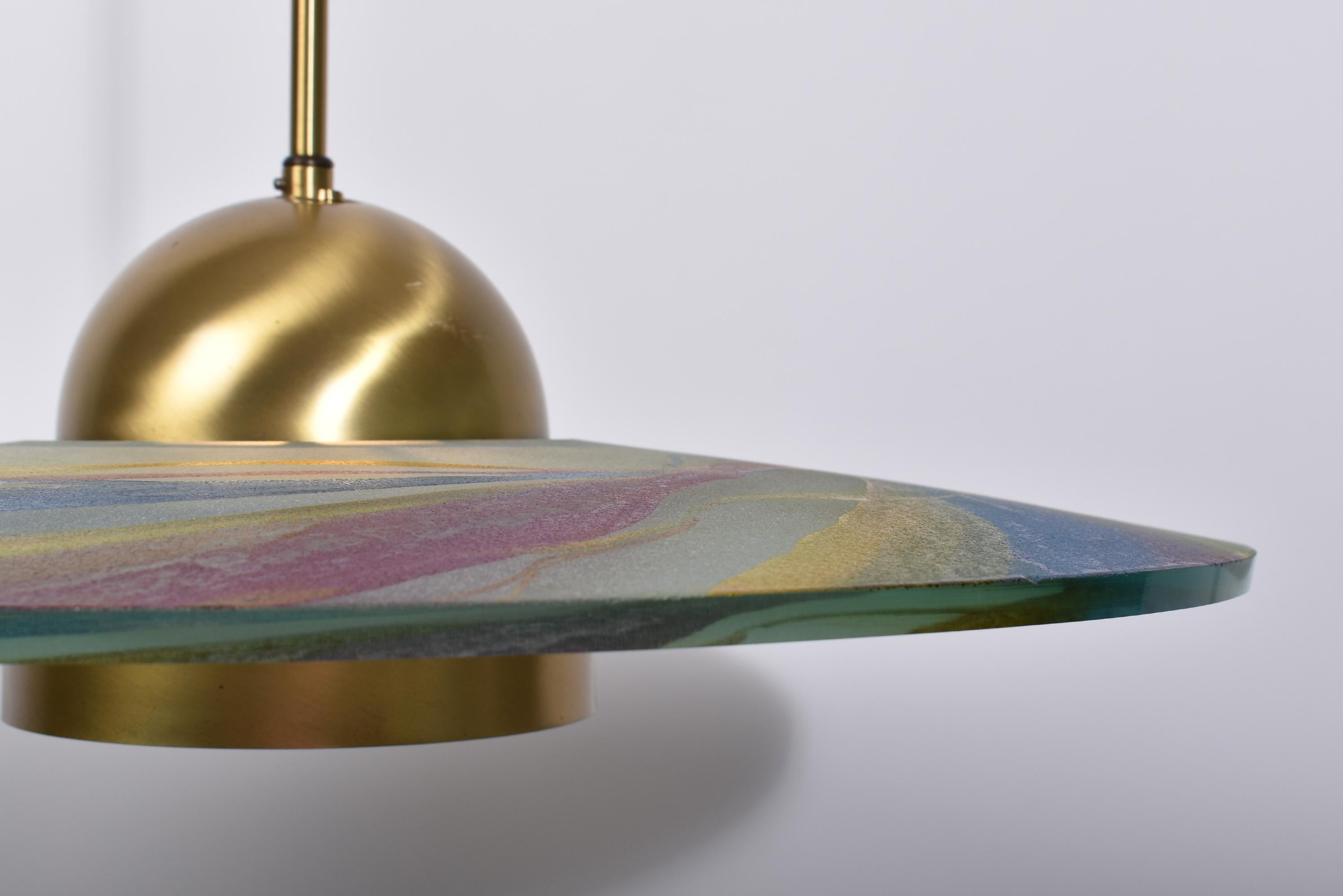 Late 20th Century Post-Modern Hand Painted Glass Pendant Lamp by Sische, Germany 1988