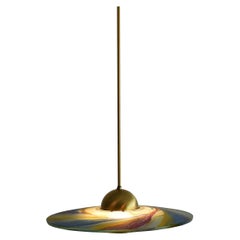 painting glass pendant lights Post-Modern Hand Painted Glass Pendant Lamp by Sische, Germany 1988