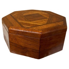 Used Post-Modern Handcrafted Octagonal Wood Parquet Box
