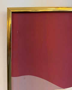 Post-modern Hard Edge Abstract Paintiing in Brass Frame