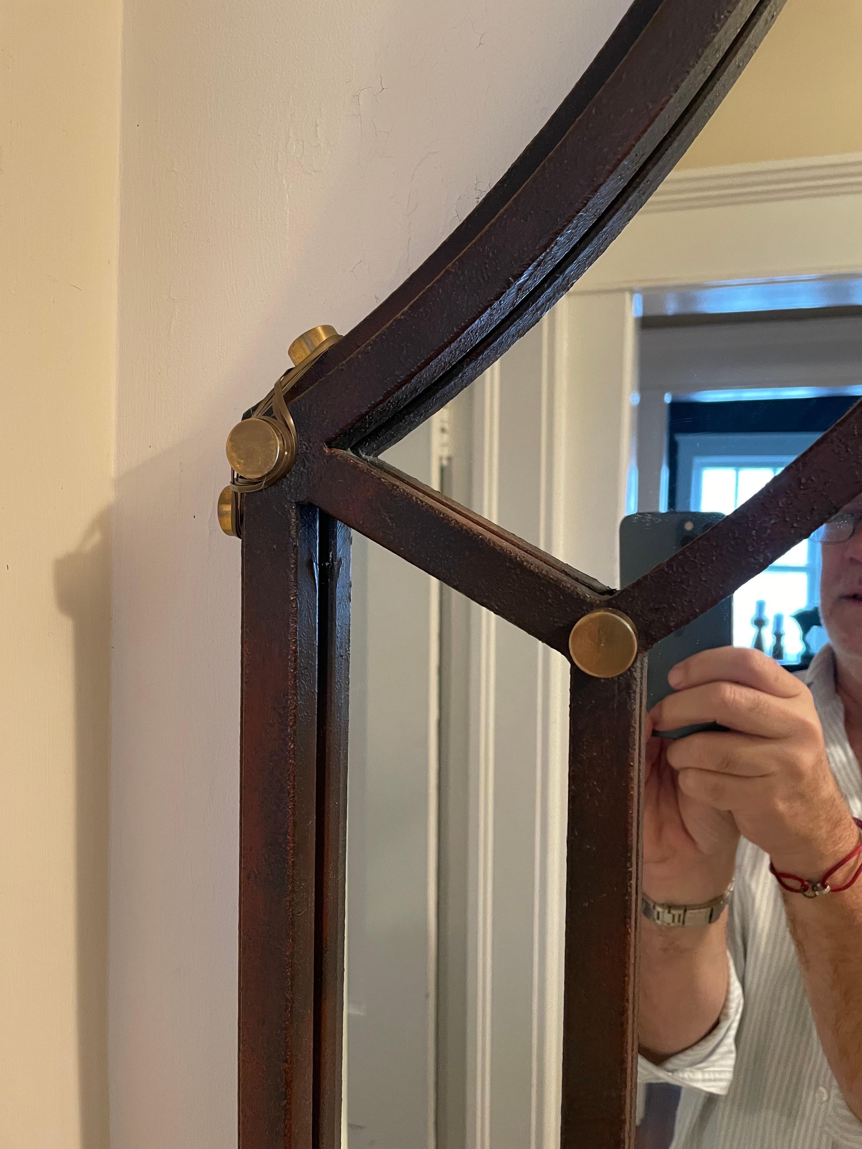 Post Modern Hart Associates Iron & Brass Cathedral Wall Mirror In Good Condition For Sale In W Allenhurst, NJ
