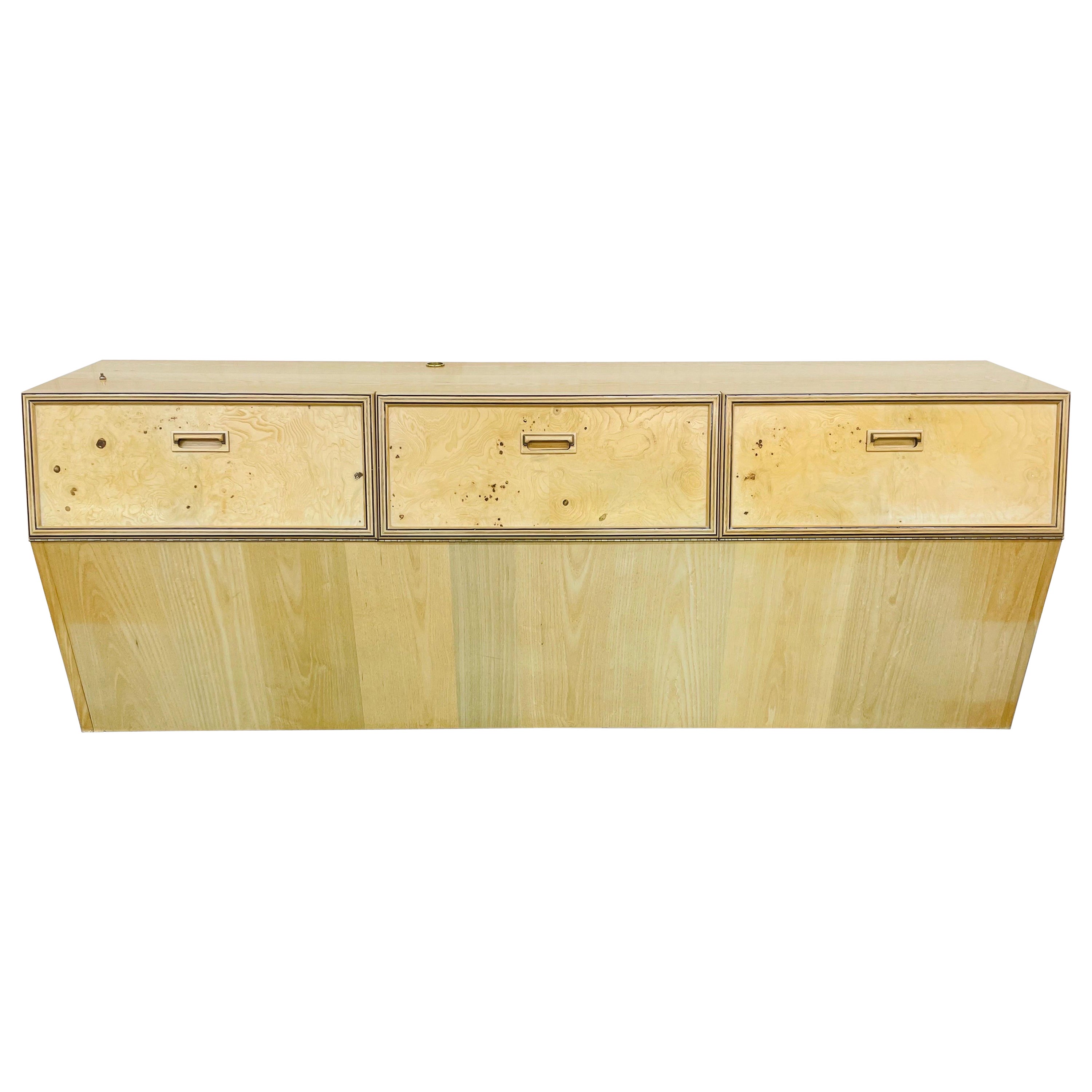 Post-Modern Henredon Scene Two Burled Wood King Headboard