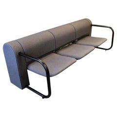 Post Modern Herman Miller Knoll Attributed Modular Sofa with Black Metal Arms