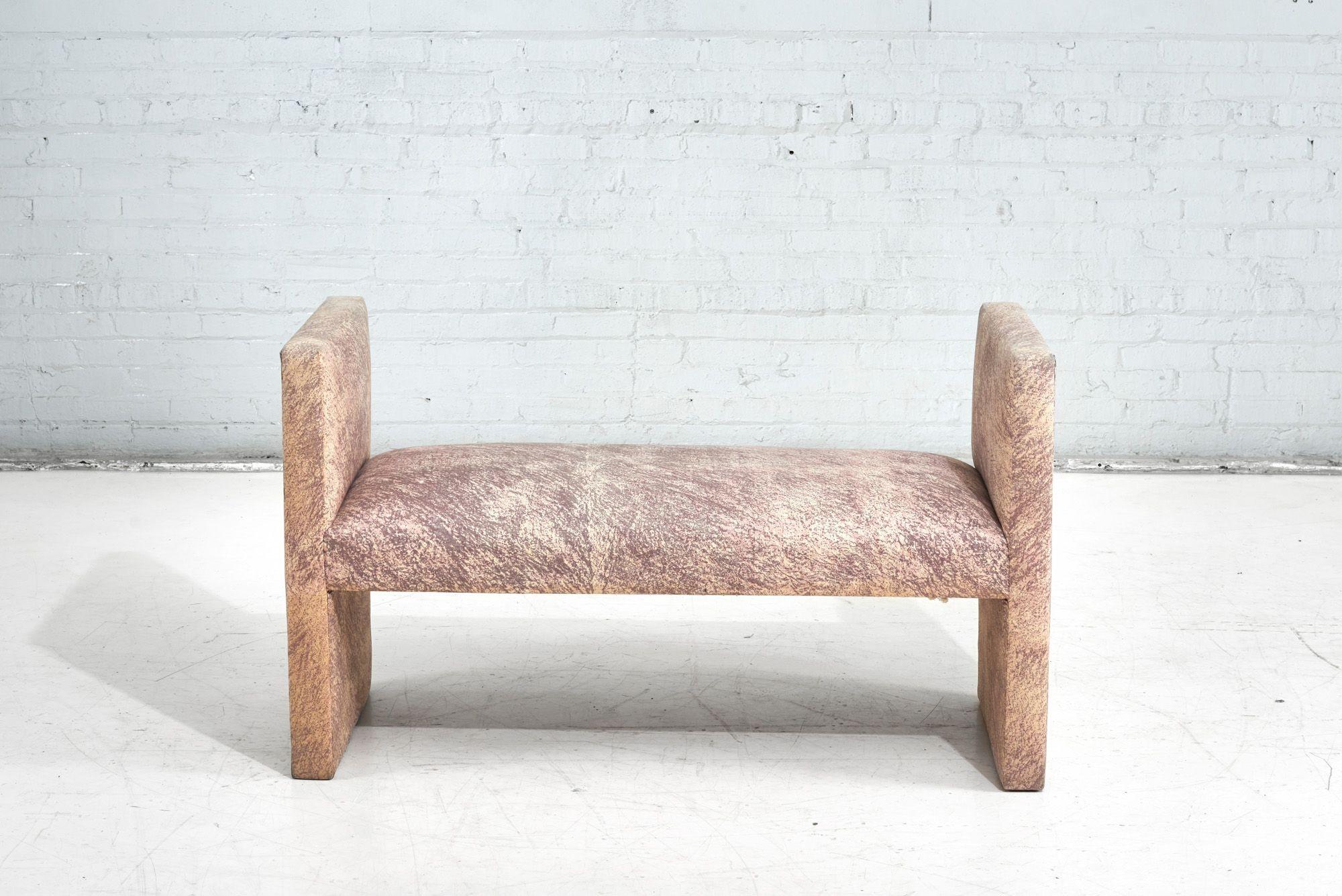 Post Modern high arm bench by Directional, 1970. Original upholstery.