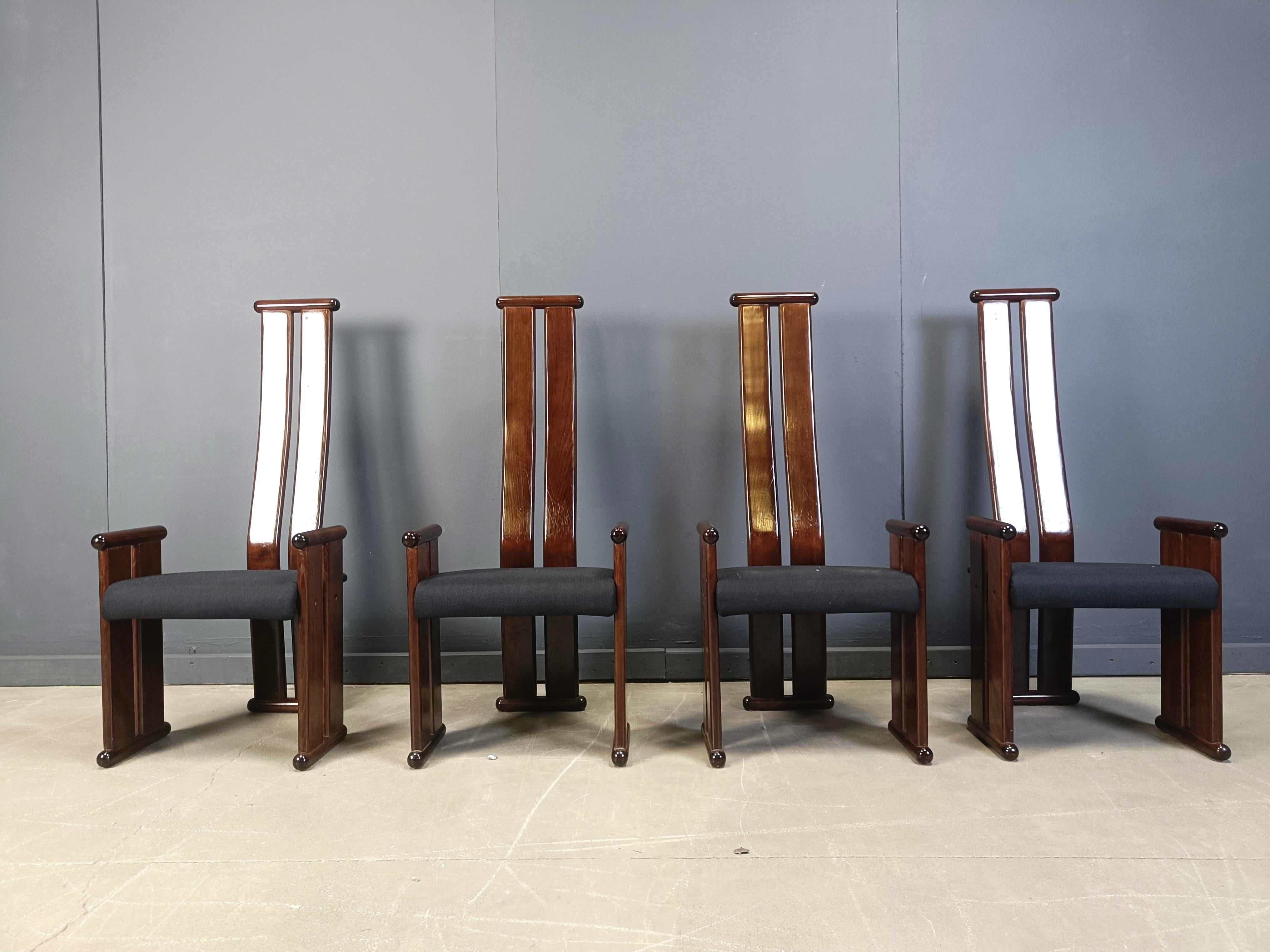 Post modern high back dining chairs, set of 4, 1970s For Sale 3