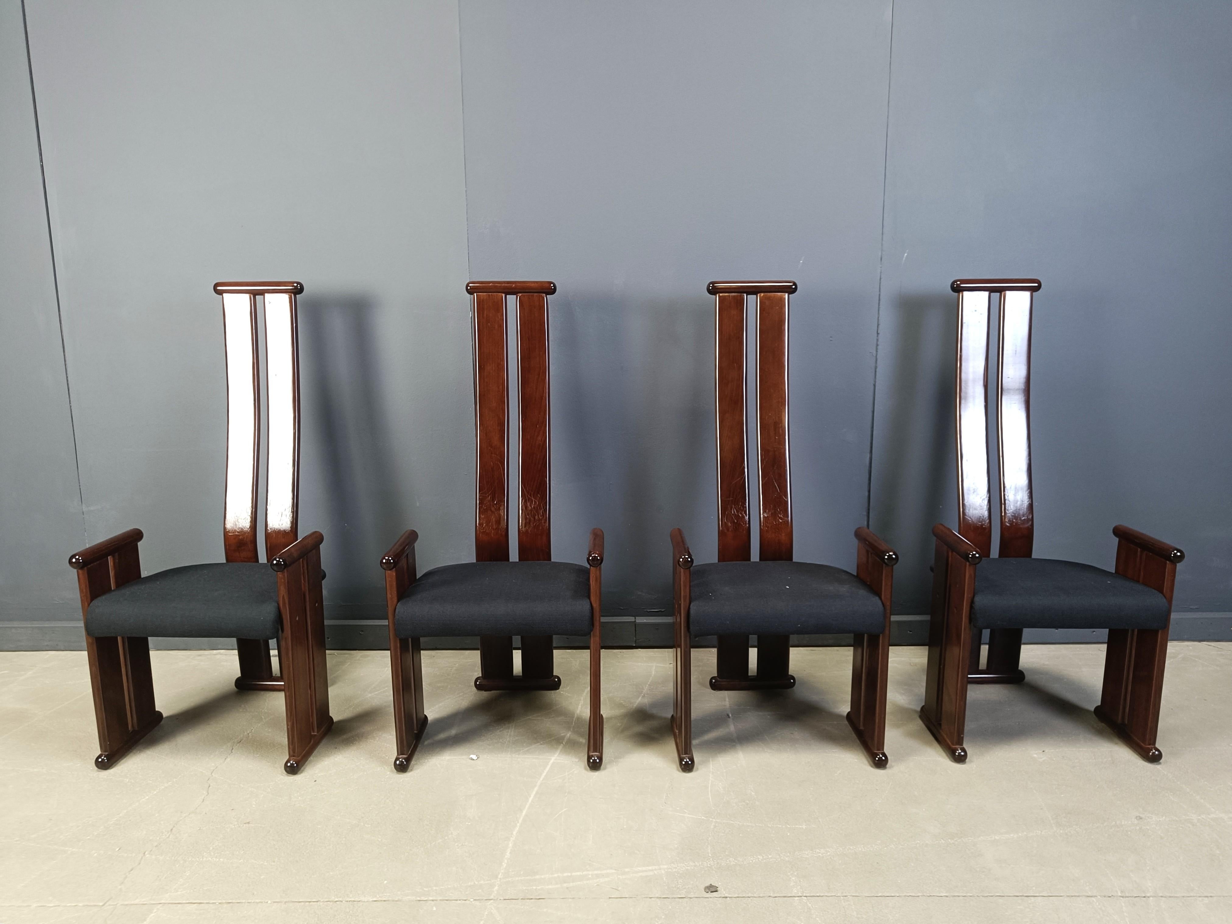 Post modern high back dining chairs, set of 4, 1970s For Sale 4