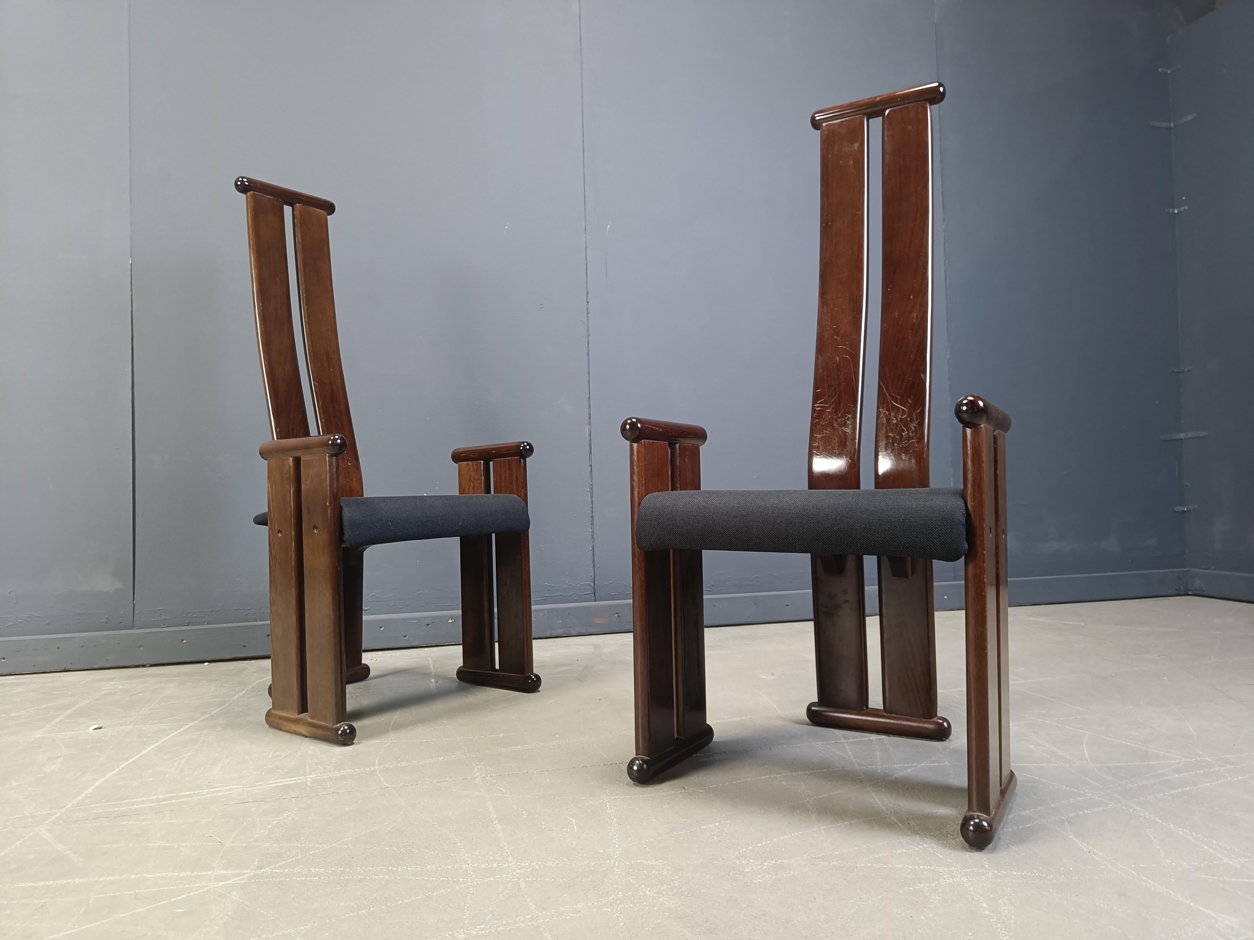 Post-Modern Post modern high back dining chairs, set of 4, 1970s For Sale
