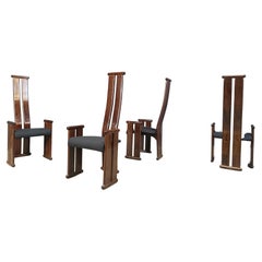 Post modern high back dining chairs, set of 4, 1970s