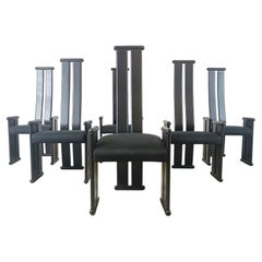 Post modern high back dining chairs, set of 6, 1970s