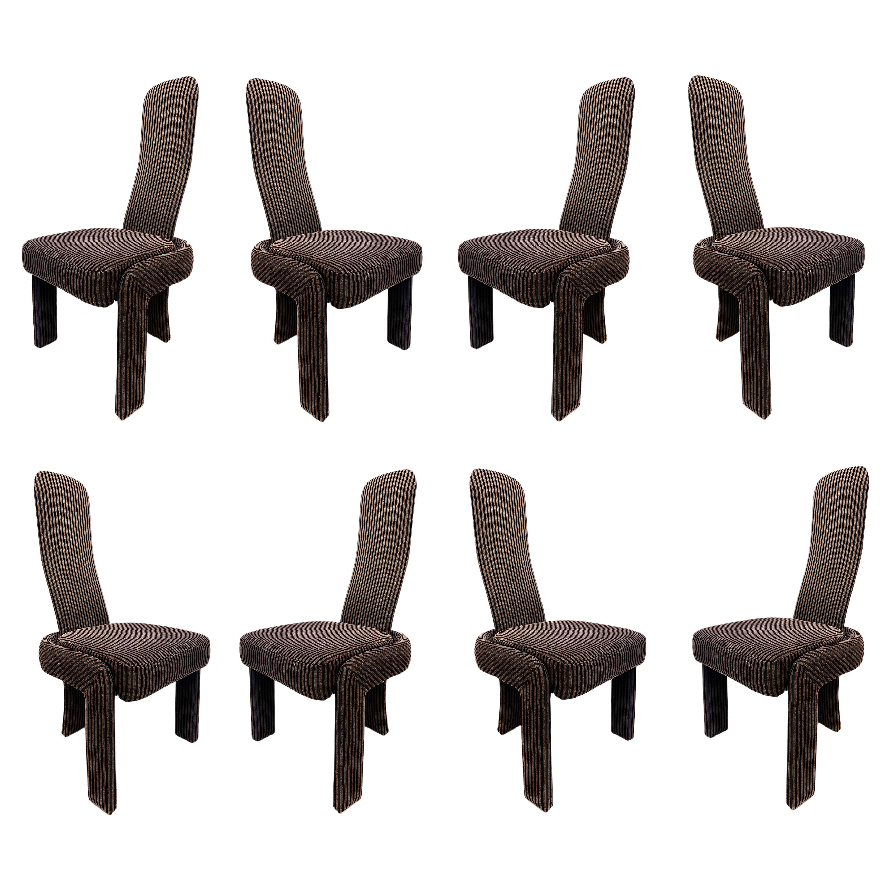 Post-Modern High-Back Upholstered Dining Room Chairs, Set of Eight