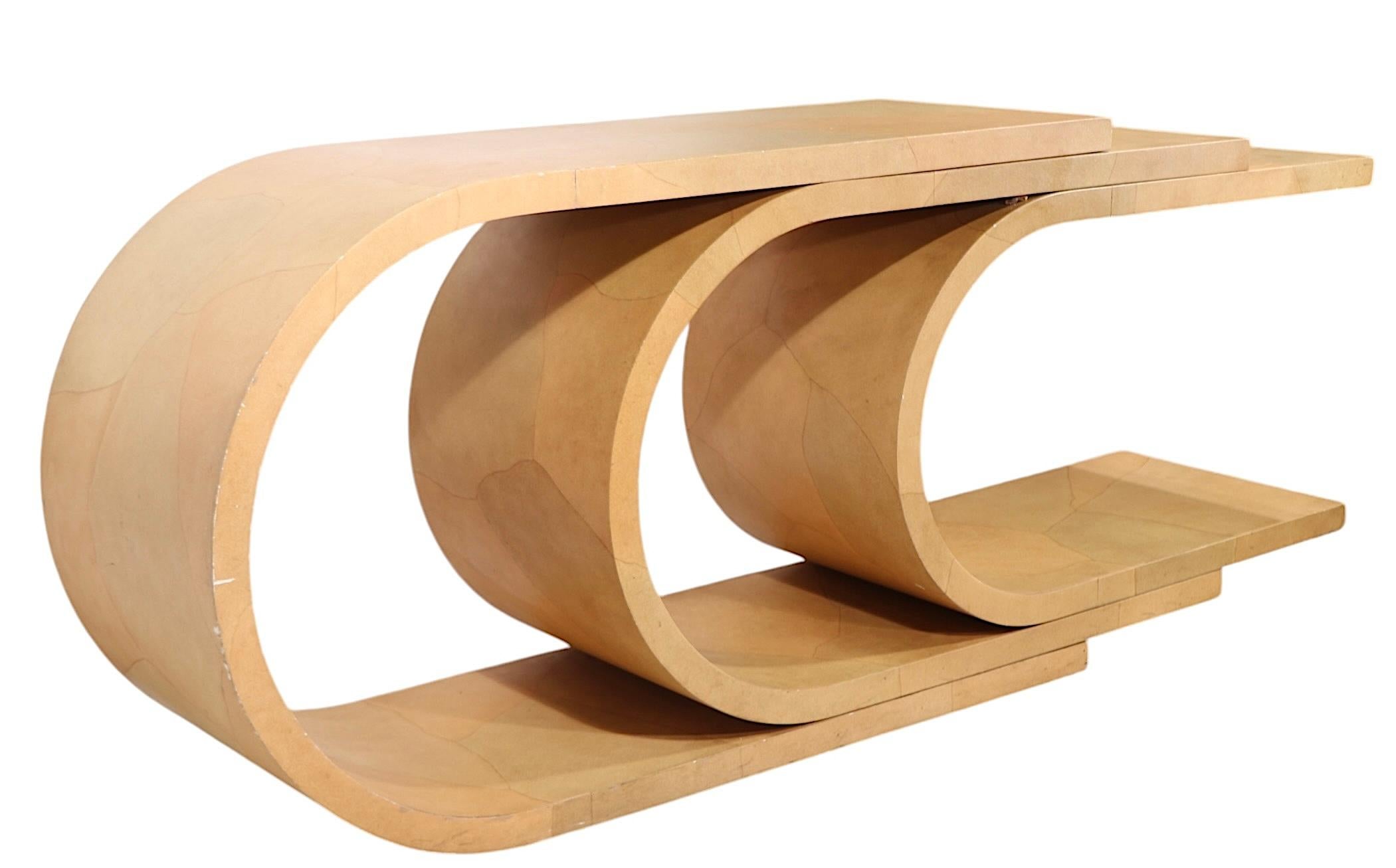 Post Modern Hollywood Regency C Shaped Three Tier Console Table c. 1970/80's For Sale 4