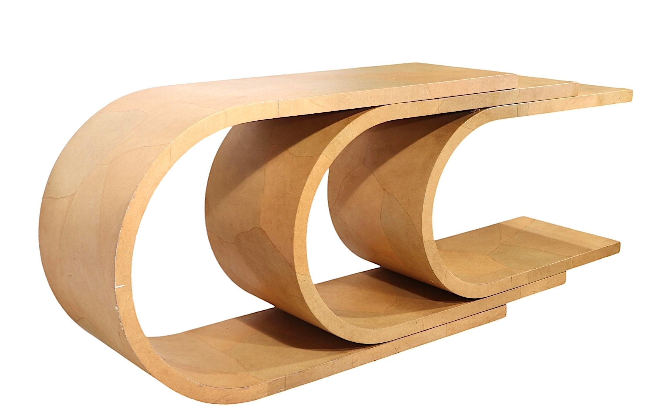 Post Modern Hollywood Regency C Shaped Three Tier Console Table c. 1970/80's For Sale 5