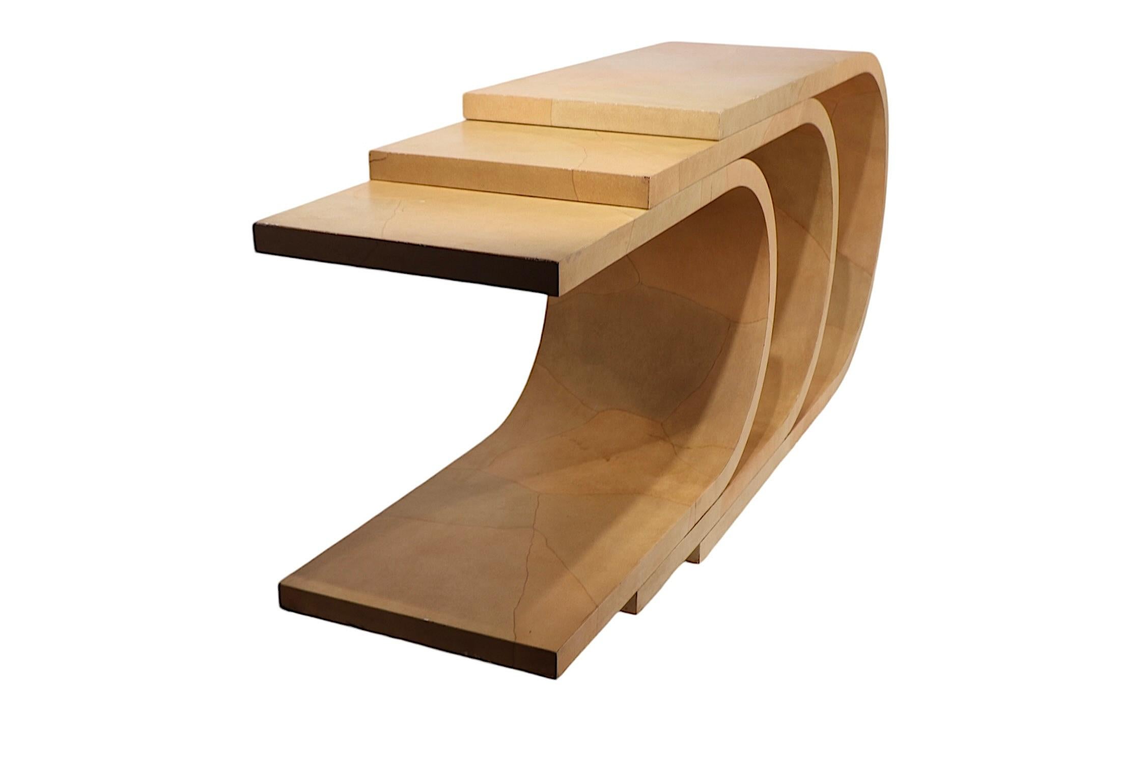 Post Modern Hollywood Regency C Shaped Three Tier Console Table c. 1970/80's For Sale 6