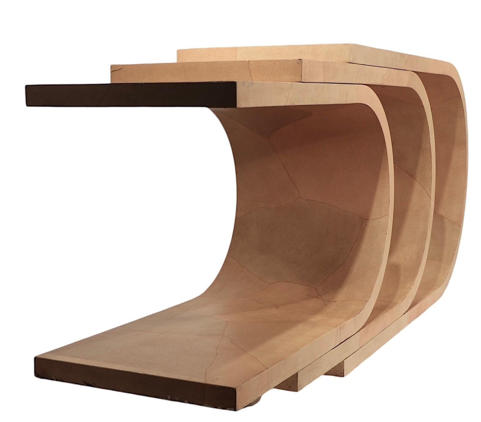 Post Modern Hollywood Regency C Shaped Three Tier Console Table c. 1970/80's For Sale 10