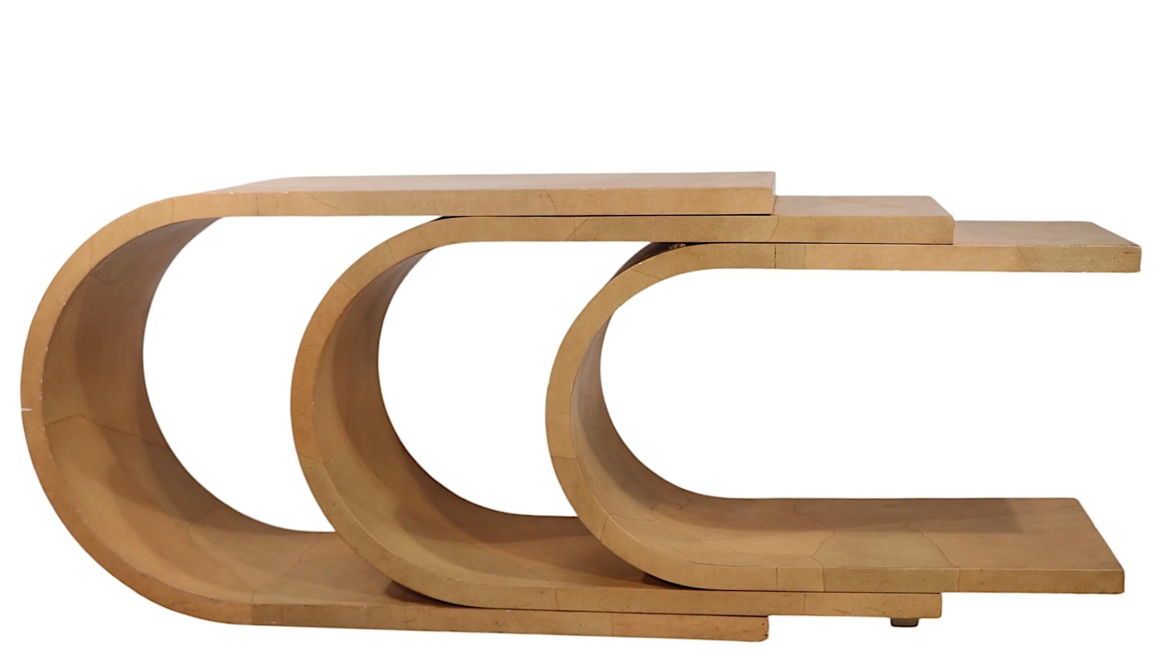 Post Modern Hollywood Regency C Shaped Three Tier Console Table c. 1970/80's For Sale 11