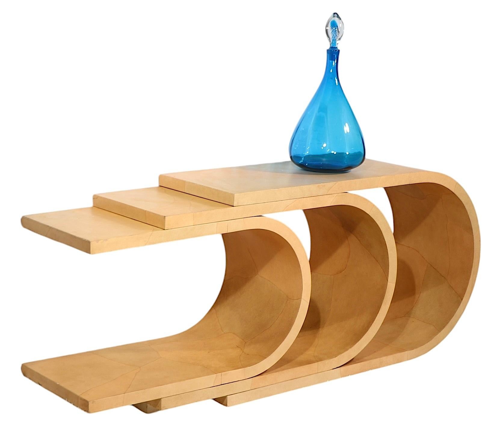 Post Modern Hollywood Regency C Shaped Three Tier Console Table c. 1970/80's For Sale 14