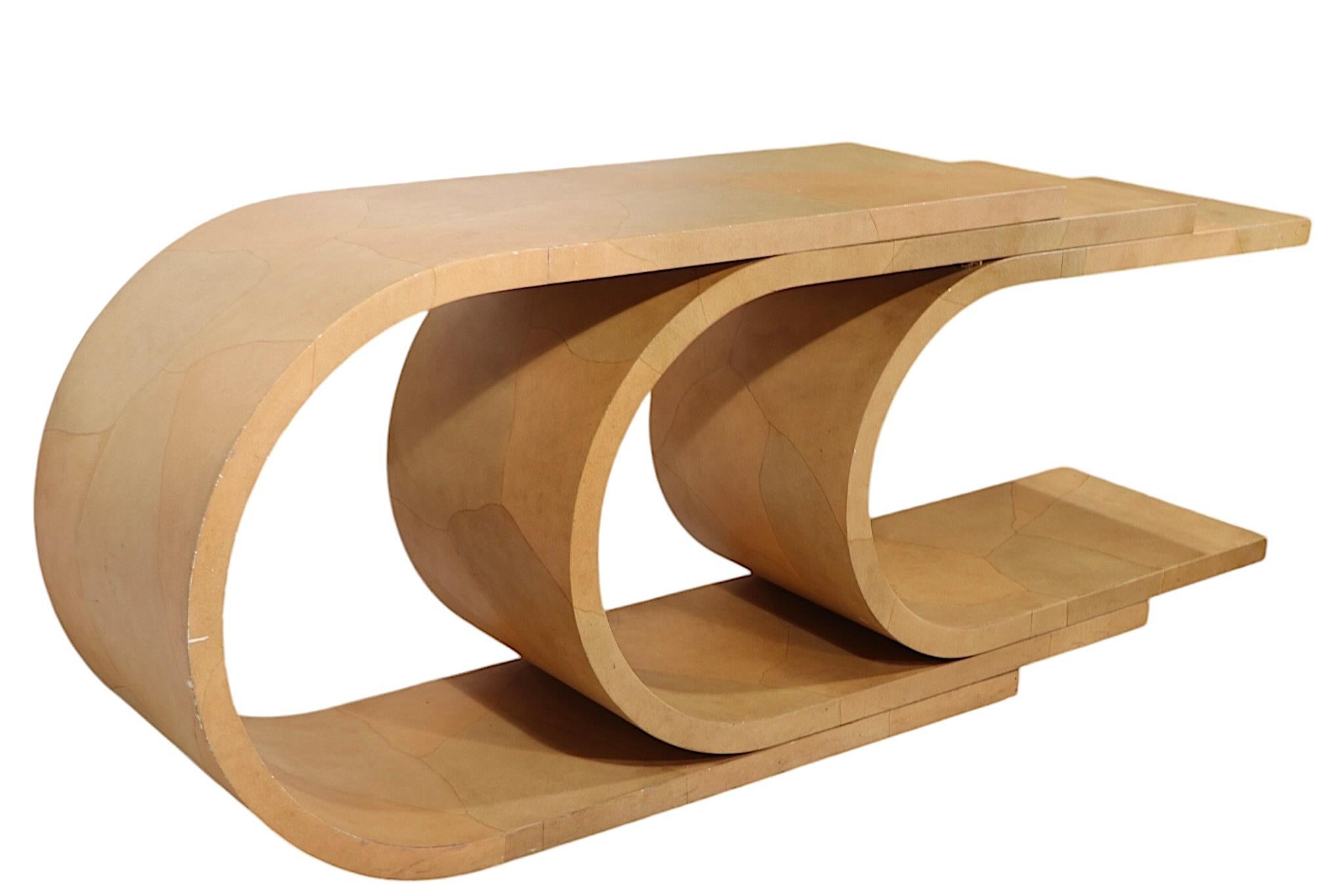 Post Modern Hollywood Regency C Shaped Three Tier Console Table c. 1970/80's For Sale 1