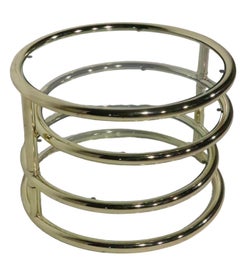 Post Modern Hollywood Regency Mechanical Expanding Brass and Glass  Disk Table