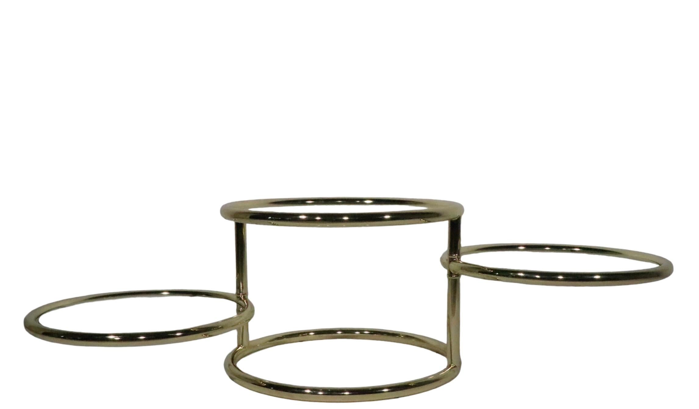  Post Modern Hollywood Regency Mechanical Expanding Brass and Glass  Disk Table  For Sale 3